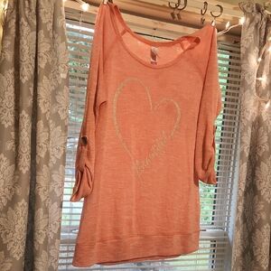 Peach Heart Graphic Top